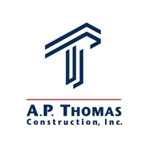 A logo for A.P. Thomas Construction, a firm based in Sacremento, CA. A.P. Thomas uses Contelligence to look up EMR and other safety record data on subcontractors.