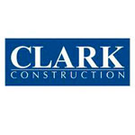 A logo for Clark Construction, a nationwide contractor with offices in California. Clark uses Contelligence to look up EMR and other safety record data on subcontractors.